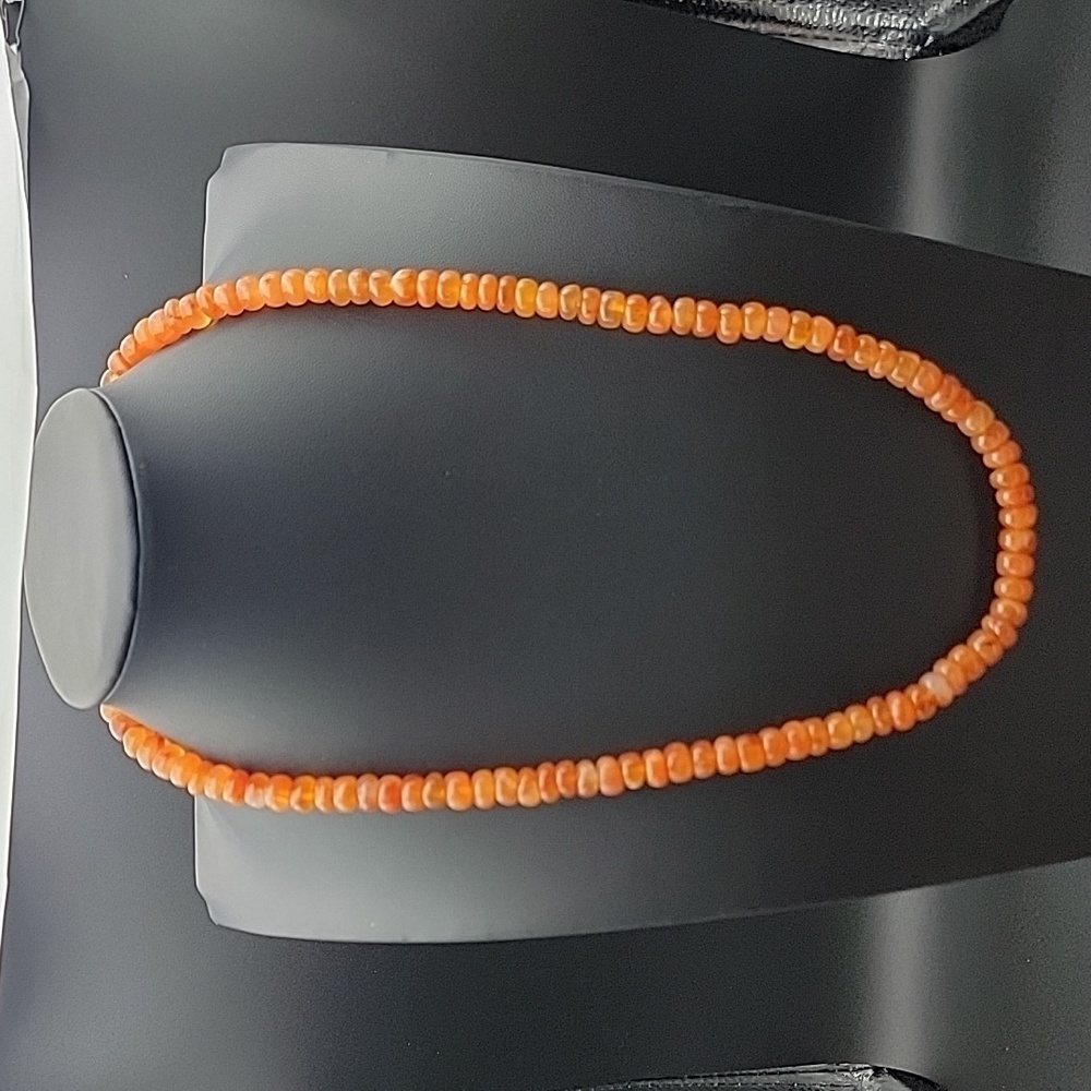 730 Cts Natural Orange Carnelian Round Rondelle Beads Gemstone Beaded Necklace - Picture 4 of 9